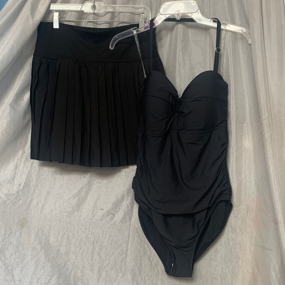 Catalina Black One-Piece Swimsuit with Skirt Cover
